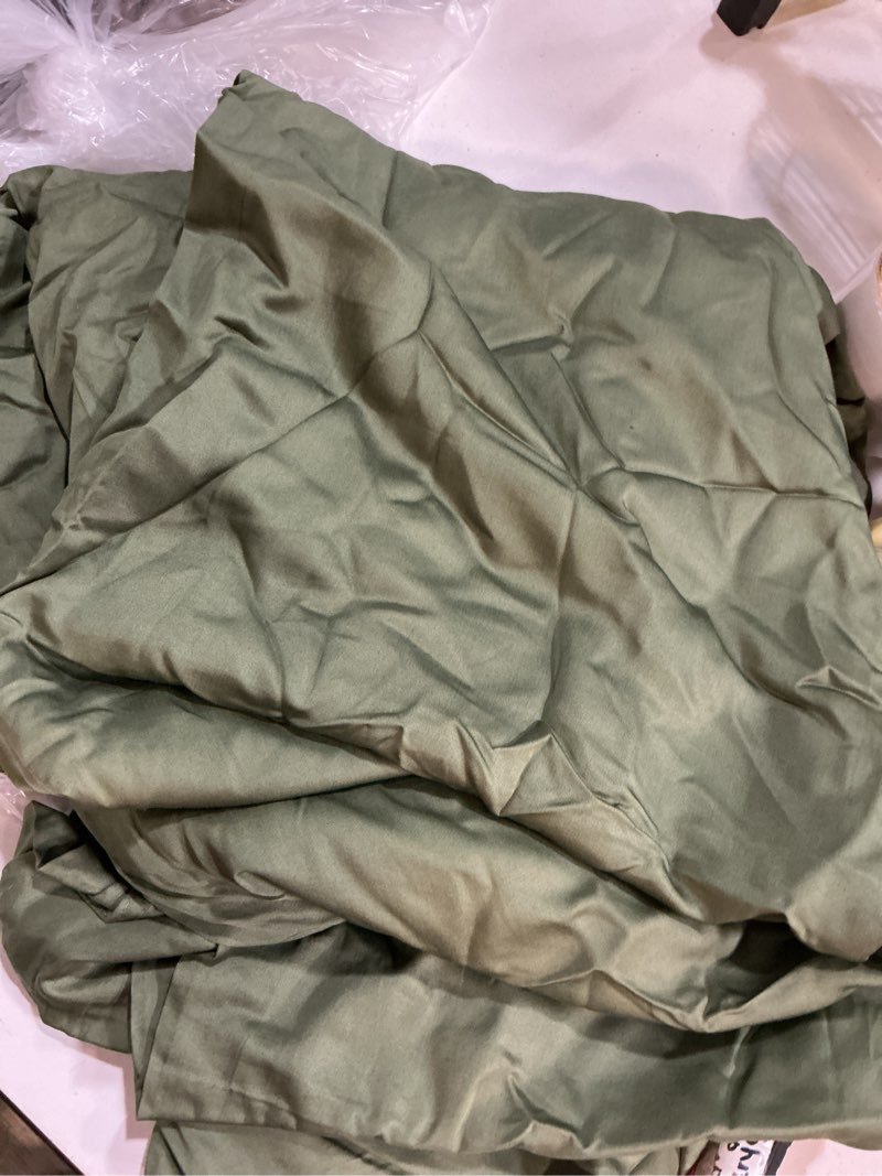 Condition photo showing As Is for quince bamboo duvet cover set, king/cal king, olive