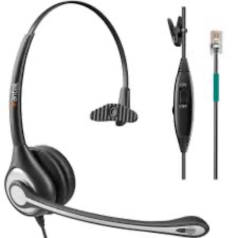 wantek corded telephone headset mono w/noise canceling mic + quick disconnect