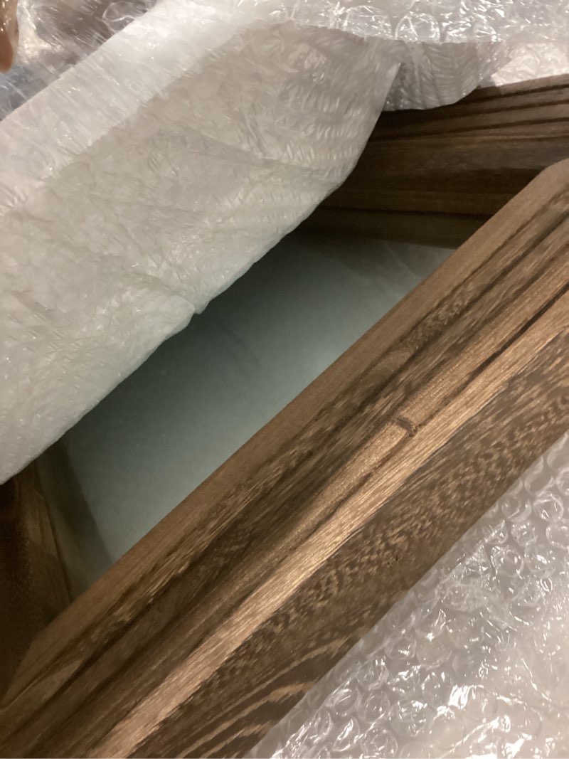 Condition photo showing Good Condition for YOSHOOT Hand-Made Wooden Spliced Wall Mirror for Bathroom, Rustic Farmhouse Vanity Mirror, Décor Wall Art, Solid Wood Frame, Vertical or Horizontal Hanging 26"L x 18"W Spliced Brown