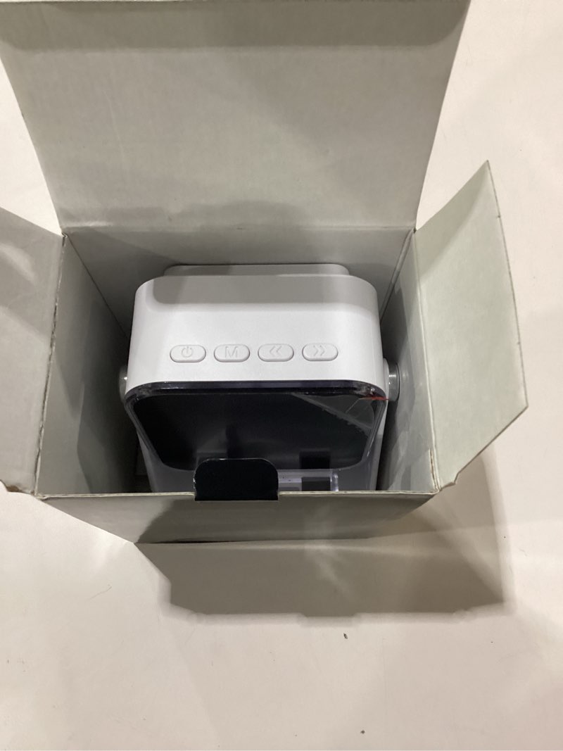 Condition photo showing As Is for no cord wireless induction speaker - 5 in1 bluetooth speaker phone stand with colorful ambient light 360° rotation compatible with iphone android ipad samsung galaxy- unique birthday gift for men women adults white square