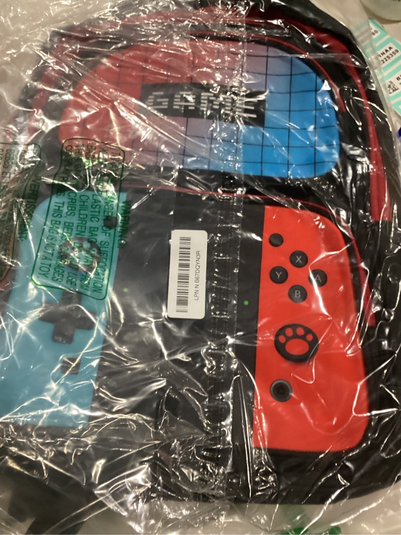 Condition photo showing Good Condition for school backpack for boys - hfhtdc gamer boys backpack for kids children teens elementary middle school - students bookbag ages 6-18,17? video game bookbag travel back pack red&blue-only backpack