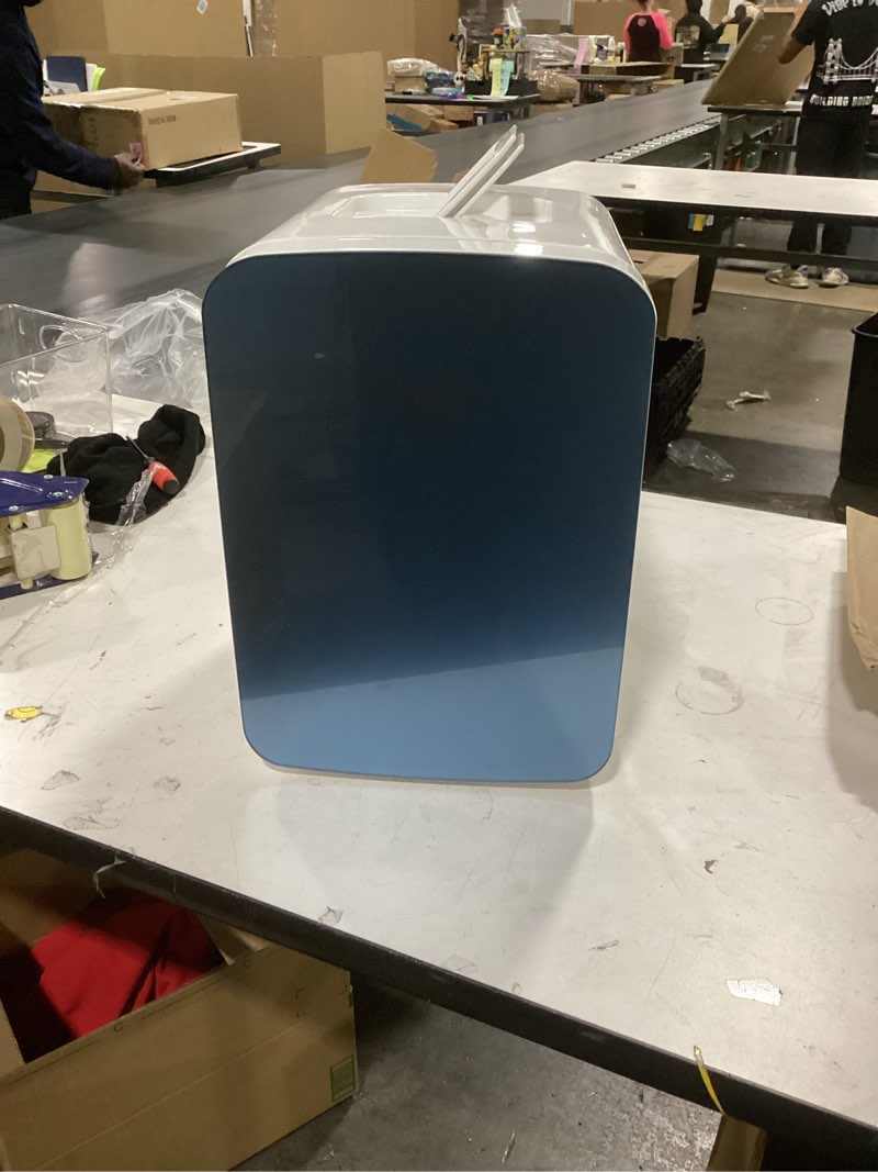 Condition photo showing Good Condition for Cooluli 15L Mini Fridge for Bedroom - Car, Office Desk & College Dorm Room - 12v Portable Cooler & Warmer for Food, Drinks, Skincare, Beauty & Makeup - AC/DC Small Refrigerator with Glass Front, Blue,15 Liter 15 Liter Blue