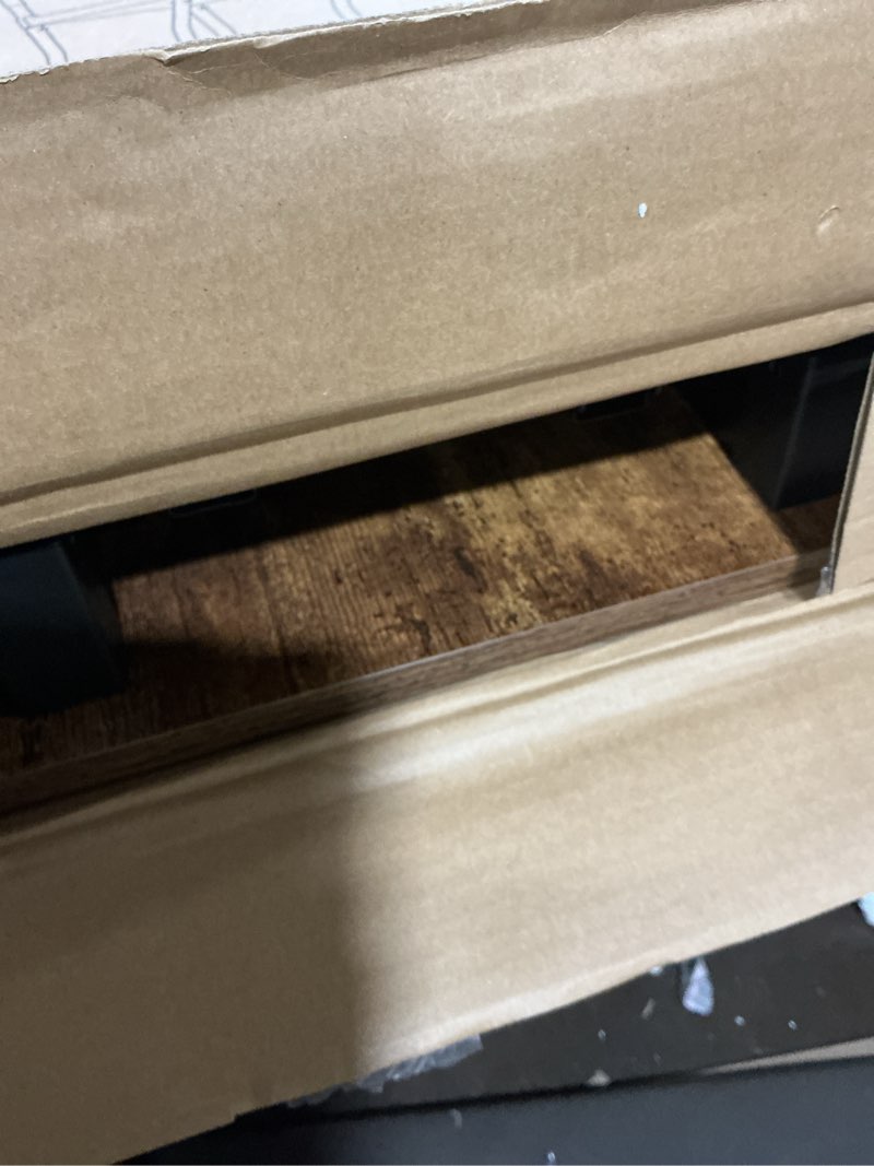 Condition photo showing As Is for need small desk, 31.5 x 15.7 inches no assembly foldable writing table,sturdy and heavy duty folding computer desks for small space/home office/dormitory ac5fb(80 * 40) 31.5inch rustic brown & black frame