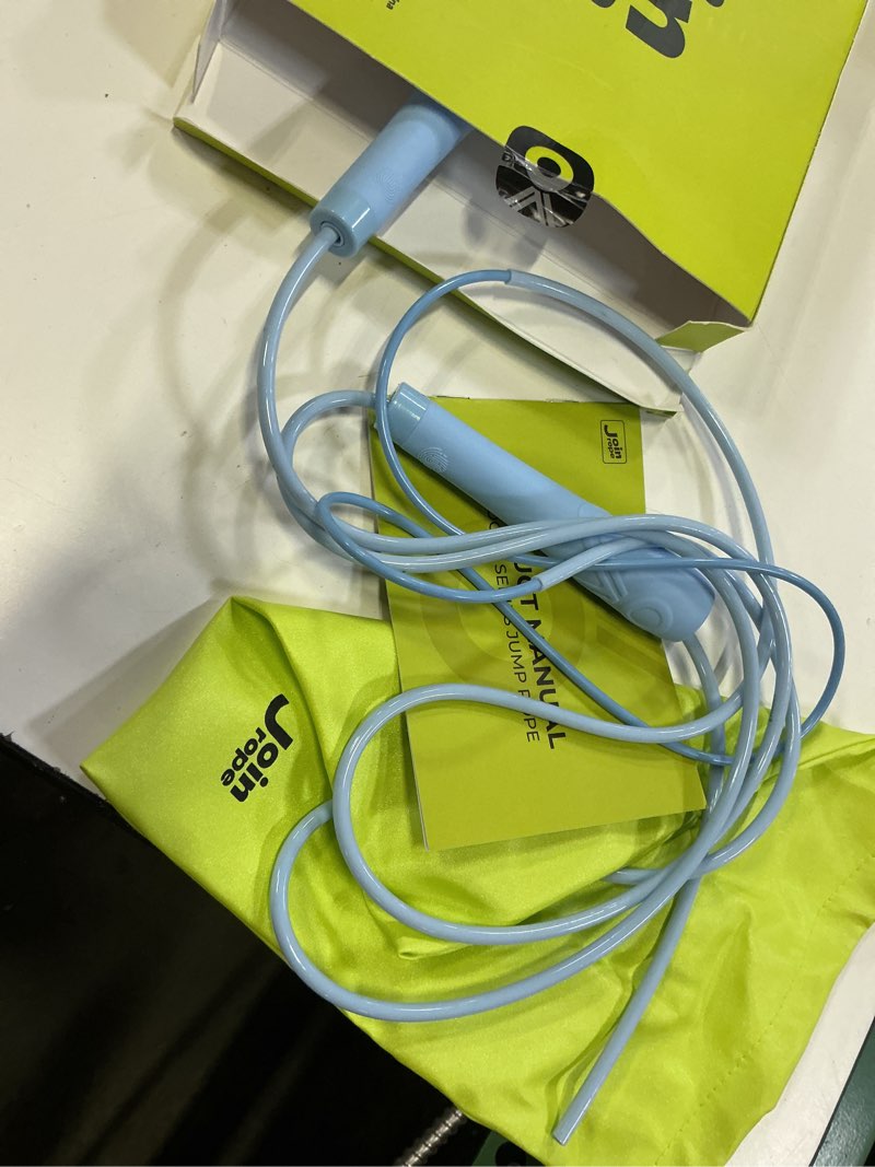 Condition photo showing As Is for kids jump rope for children-adjustable speed skipping rope with dual bearings, segmented anti-tangle cord, silicone handles, indoor outdoor fitness toy for boys & girls blue