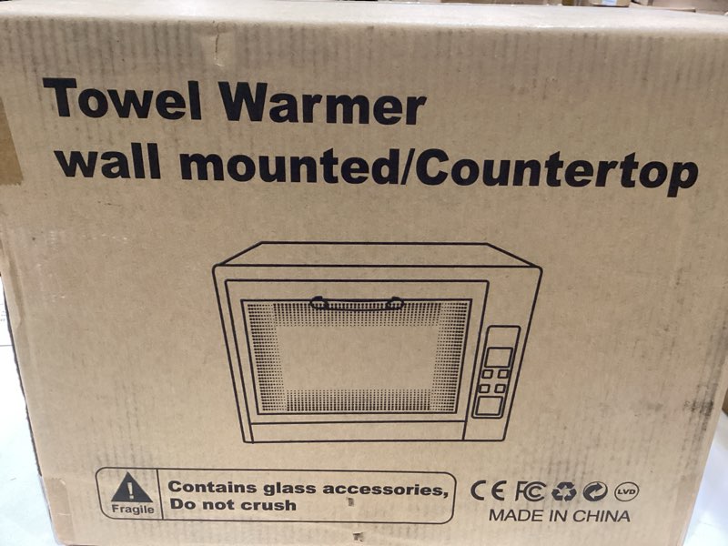 Condition photo showing New/Like New for towel warmer, 25l countertop/wall mount towel heater, hot towel warmers for bathroom with timer, led display, preset modes, adjustable temperature, auto shut-off for home spa & salon valentine gifts