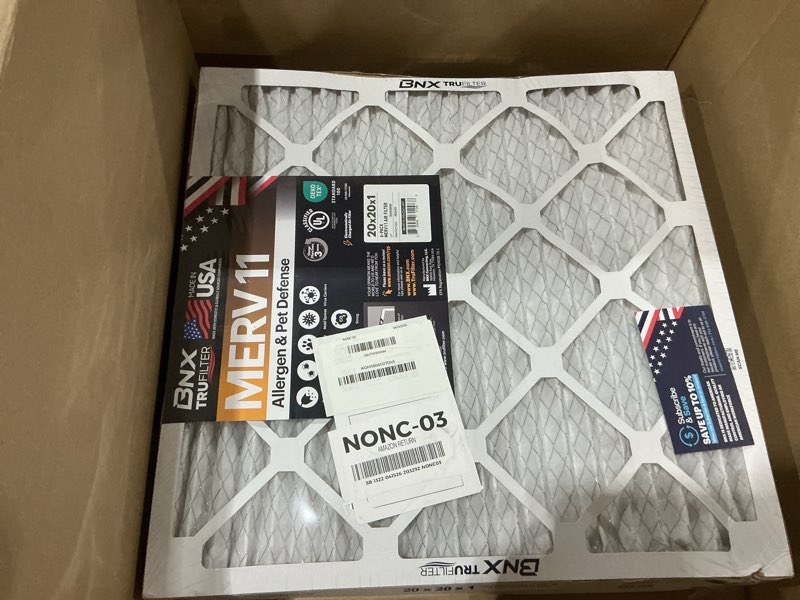 Condition photo showing New/Like New for bnx trufilter 20x20x1 air filter merv 11 (6-pack) - made in usa - allergen defense electrostatic pleated air conditioner hvac ac furnace filters for allergies, dust, pet, smoke, allergy mpr 1200 fpr 7
