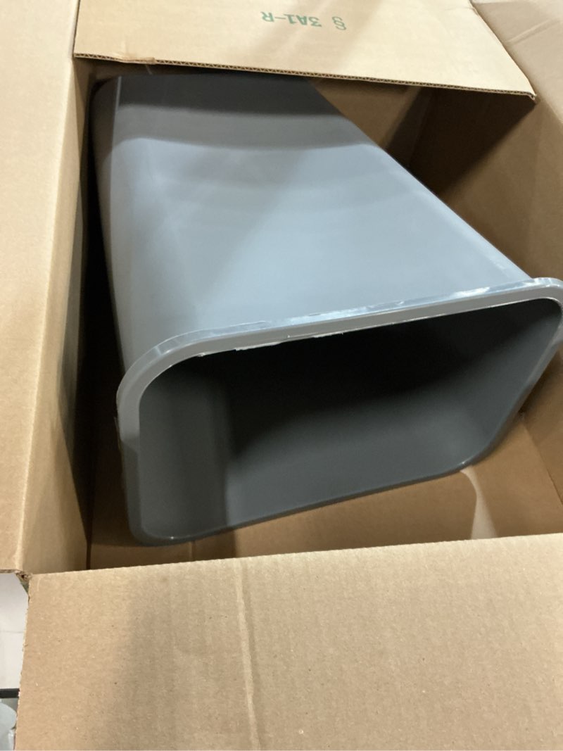 Condition photo showing As Is for Amazon Basics Lightweight Rectangular Commercial Office Wastebasket, 10 Gallons, Grey