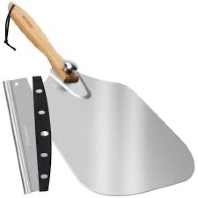 pizza peel aluminum pizza spatula,17 inch metal pizza paddle(12"x 17") with rocker cutter foldable w