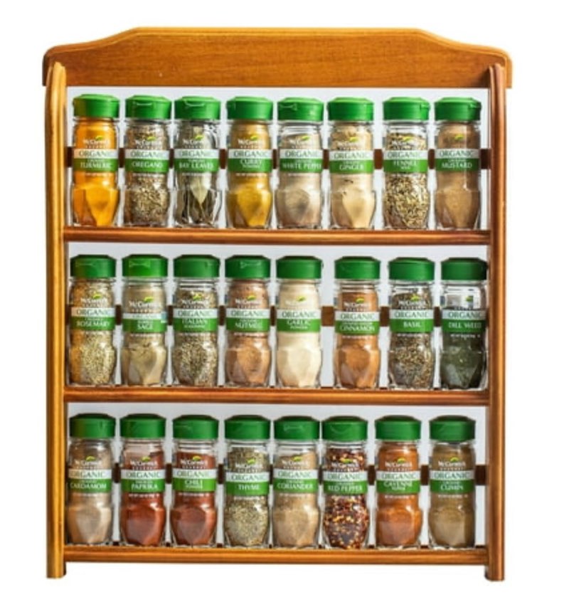 McCormick Gourmet Three Tier Wood 24 Piece Spice Rack  27.6 oz Box