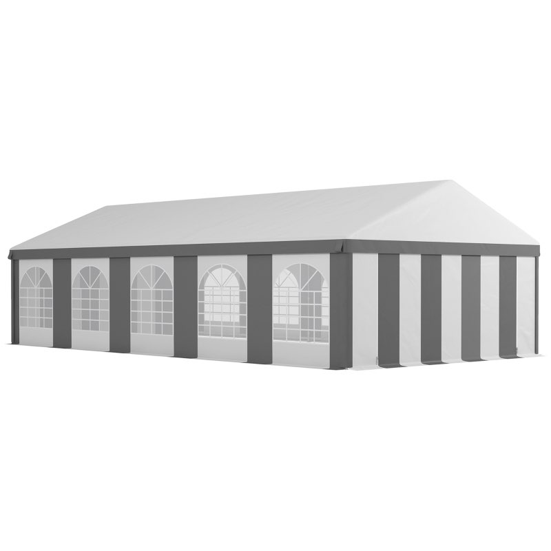 (incomplete)outsunny 20 x 33 ft heavy duty party tent outdoor gazebo wedding tent event shelter carport bbq with removable sidewalls & windows, outside waterproof canopy for parties, white and gray