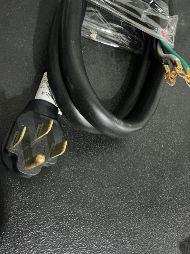 Condition photo showing As Is for 6-ft 50 -amp 4 -prong black range appliance power cord