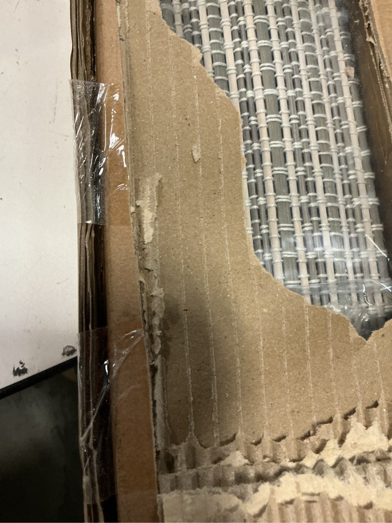 Condition photo showing New/Like New for lazblinds cordless bamboo roman shades for windows, light filtering natural bamboo blinds, easy lift cordless design for living room & bedroom, fits interior windows 39" w x 64" h, greystone greystone 39" w x 64" h