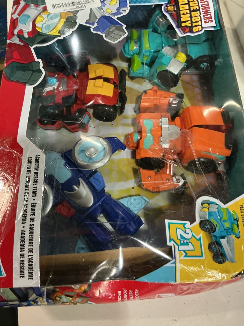 Condition photo showing New/Like New for playskool heroes transformers rescue bots academy rescue team pack, 4 collectible 4.5" converting action figures, toys for kids ages 3 & up (amazon exclusive)