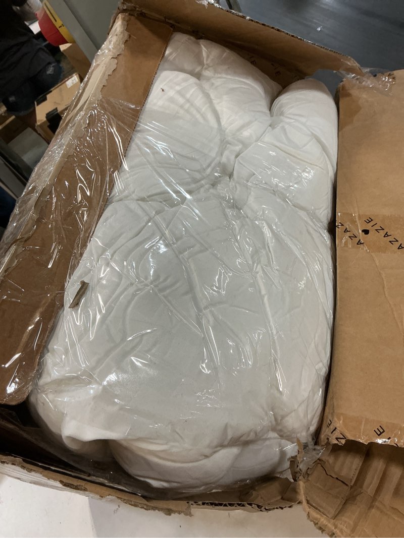 Condition photo showing As Is for ntbay twin comforter - down alternative comforter duvet insert, all season bedding quilted comforter with corner tabs, machine washable, soft comforter only, white