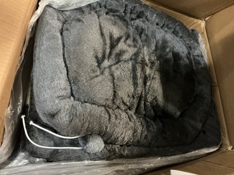 Condition photo showing Good Condition for heybly cat tree, 71-inch-tall tower for indoor cats with 2 perches, 2 big condos, 2 hammocks, basket, scratching pad, large cat furniture and condo, smoky gray hct034g 71 inch smoky gary