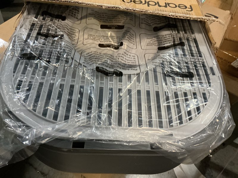 Condition photo showing New/Like New for Feandrea Cat Litter Box with Lid, XL Enclosed Litter Box with Slide-Out Tray, Scoop, Brush, Anti-Tracking, for Cats of Different Sizes, Dove Gray and Slat Gray UPPT002B01 21.3"L x 16.9"W x 15.7"H Dove Gray + Slat Gray