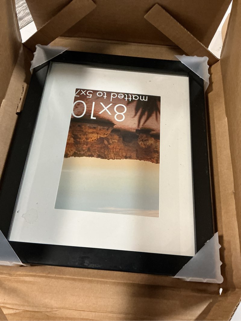 Condition photo showing Good Condition for HAUS AND HUES 8x10 Picture Frame with Real Glass and Black Oak Matted to 5x7 - Oak Black Picture Fra