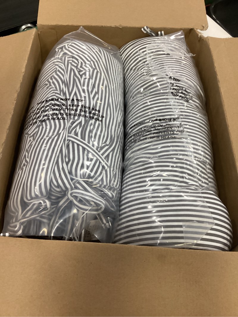 Condition photo showing Good Condition for set of 2 rocking chair cushions for outdoor/indoor use,water resisitant tufted high back chair pads for patio,porch,balcony rocker and adirondack furniture - stripe grey