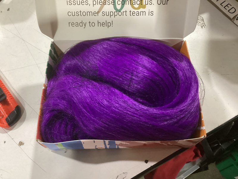 Condition photo showing Good Condition for AMZCOS 15 Inch Short Straight Purple Bob Wig with Bangs | Natural Heat Resistant Synthetic Hair for 