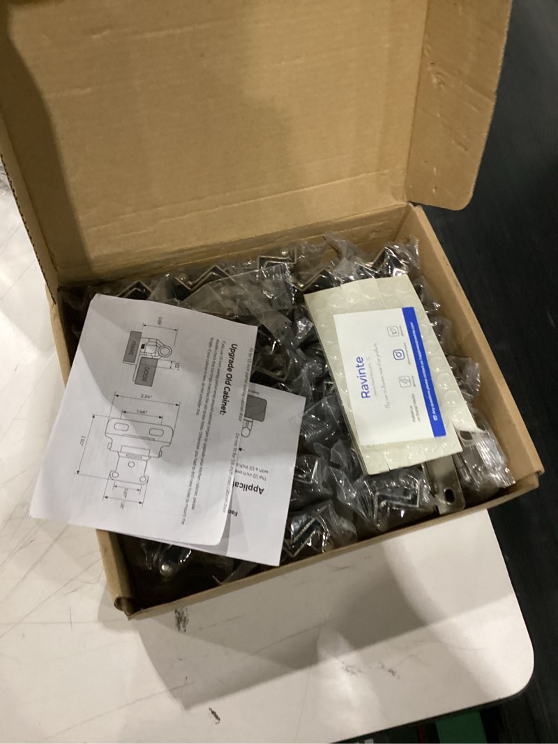 Condition photo showing Good Condition for ravinte 60 pack 30 pairs 1/2 inch overlay kitchen cabinet hinges self closing cabinet door hinges kitchen cabinet semi wrap around hinge for face frame cabinet satin nickel face mount cabinet hardware 60 semi wrap 1/2inch
