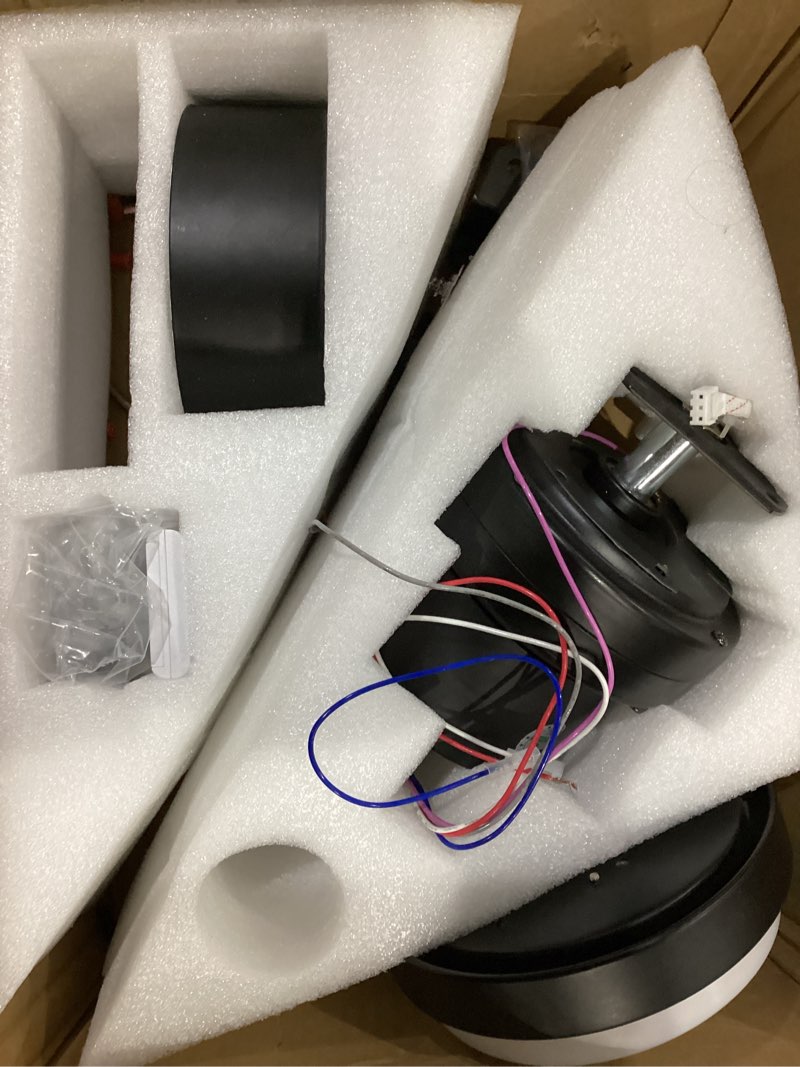 Condition photo showing As Is for 42 Inch Ceiling Fans with Lights and Remote, ABS Blades, Dimmable and Quiet Reversible DC Motor, Brown Modern Ceiling Fan with Light for Outdoor Indoor Bedroom Living Room(Not Solid Wood) Downrod + Black Walnut