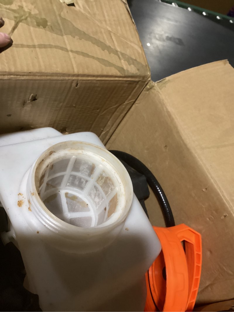 Condition photo showing As Is for VEVOR Battery Powered Backpack Sprayer, Electric Back Pack Sprayer 4 Gallon, 2 Wands & 8 Nozzles, Adjustable 0-90 PSI, 4H Runtime, Portable Lawn & Garden Sprayers for Weeding, Spraying, Cleaning 4 Gal PRO Backpack Sprayer