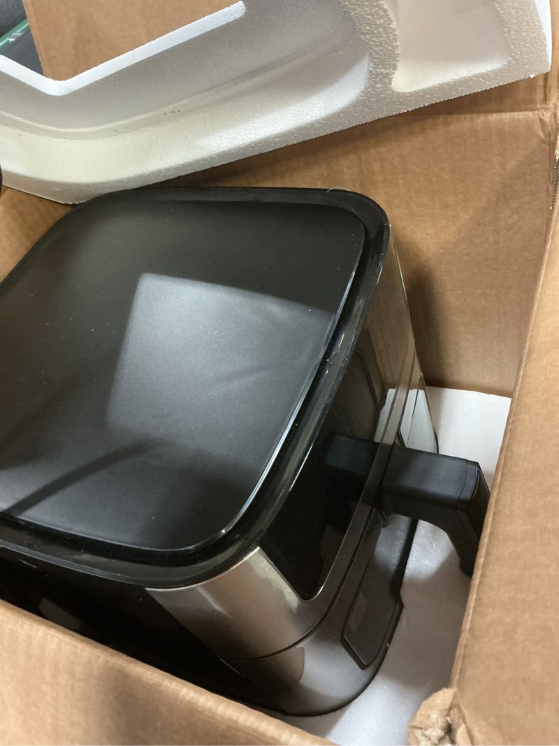 Condition photo showing As Is for newbulig air fryer 6.34qt, airfryer with visible window, 400? fast heating air fryers oven with nonstick and dishwasher-safe basket, 8-in-1 cooking preset, timer?auto-off, stainless steel, black black 6.34qt
