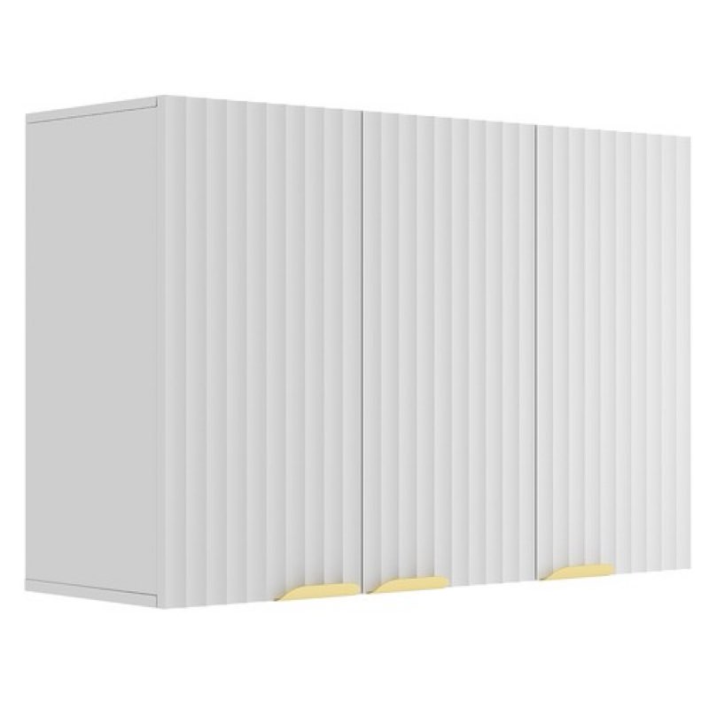 choochoo 3-door bathroom wall cabinet, fluted kitchen wall cabinet with adjustable shelf, wall mount