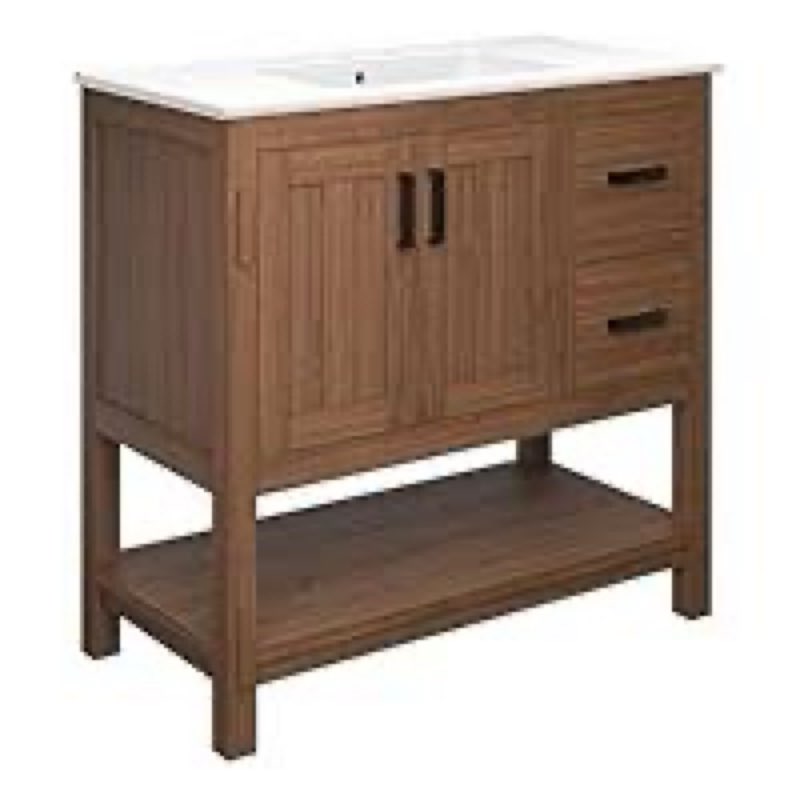 Modway Ashlyn 36'' Free Standing Single Bathroom Vanity with Ceramic Top(incomplete only 1 box ) 