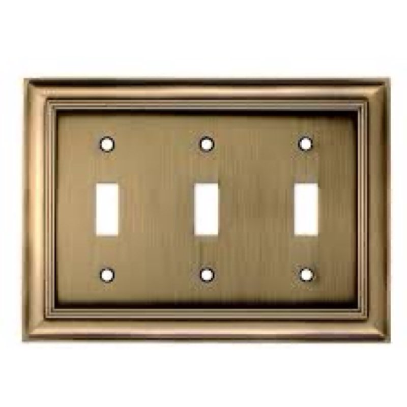 allen + roth Cosgrove 3-Gang Antique Brass Triple Toggle Wall Plate