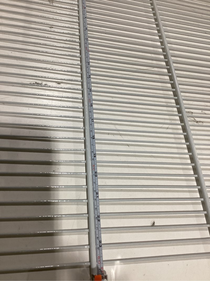 Condition photo showing As Is for 6 White wire shelves. 24” x 20”