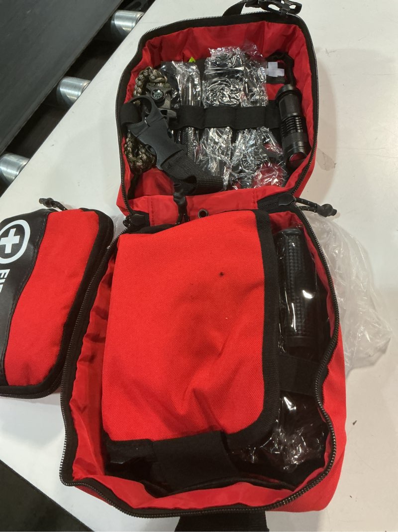 Condition photo showing Good Condition for survival first aid kit, 190 pcs survival gear and medical supplies, military ifak emt molle tactical pouch for outdoor, camping, hiking, car, vehicles and more red