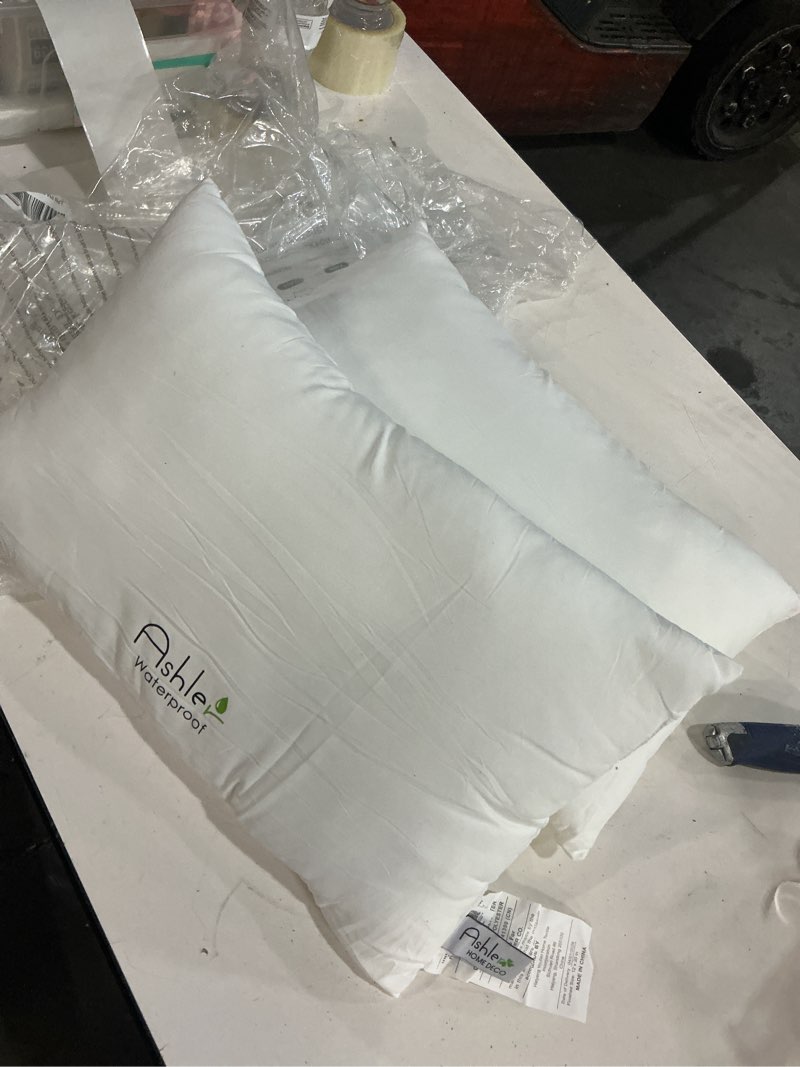 Condition photo showing Good Condition for 2 pack solid decorative microfiber rectangle throw pillow cover with throw pillow insert for couch, white 12" x 20