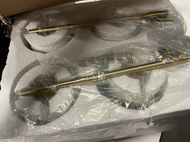 Condition photo showing Good Condition for vintage bathroom light fixtures,4-light hardwired vanity lights with green tulip glass shade,gold bathroom vanity light for mirror restroom,e26 socket,25.2 in(bulbs not included) 4-light hardwire-glod metal finish-green glass shade