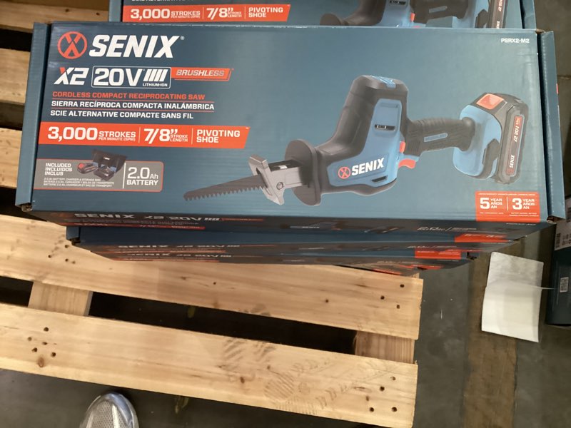 Condition photo showing New/Like New for senix x2 20-volt 2-amp variable brushless cordless reciprocating saw (battery & charger included)
