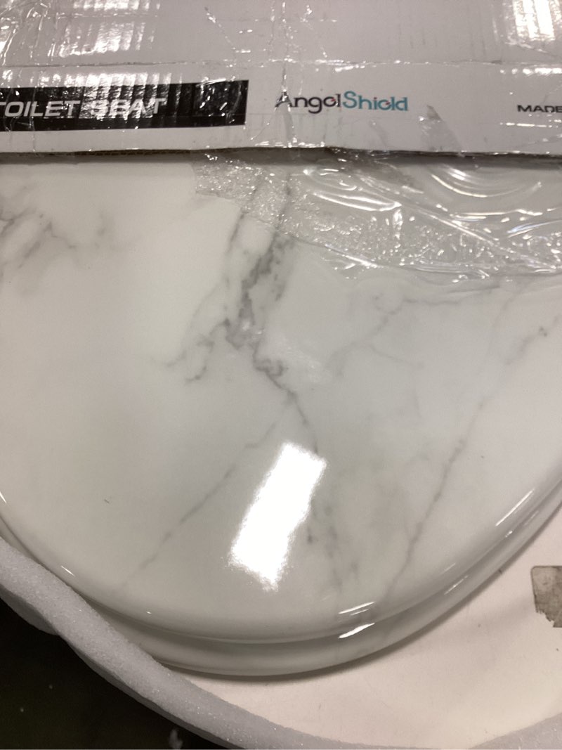 Condition photo showing Good Condition for Angel Shield Marble Toilet Seat Durable Molded Wood with Quiet Close,Easy Clean?Quick-Release Hinges (Elongated,White Marble) Elongated-18.5” White Marble-Elongated