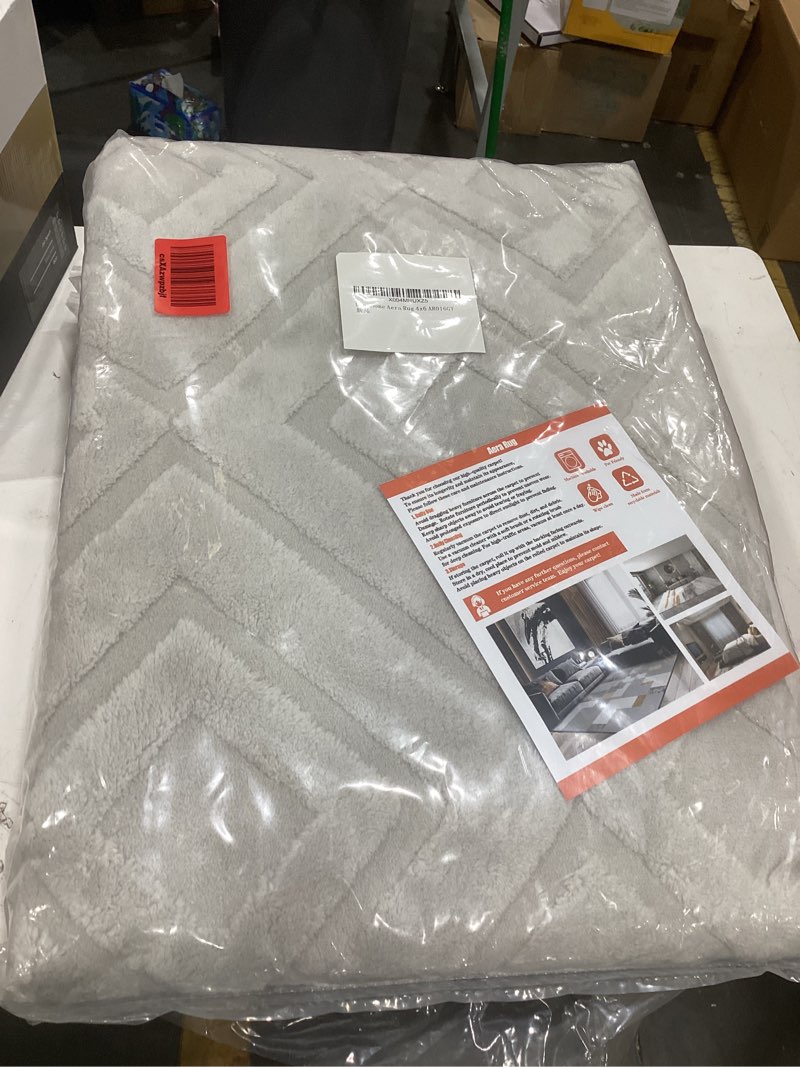 Condition photo showing New/Like New for area rug 4x6,washable area rugs with non-slip tpr backing design,fluffy soft feeling, high traffic,durable,area rug for living room,bedroom,home office,grey grey 4' x 6' (rectangular)