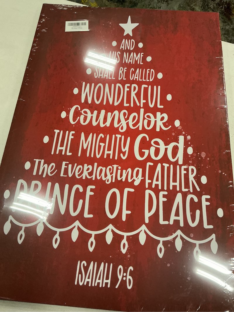 Condition photo showing New/Like New for 24”x16”red christian wall art - christmas tree wall art prints,christian wall decor,framed bible verse wall art decor,christian wall art decor for living bedroom unframed 24”x16”