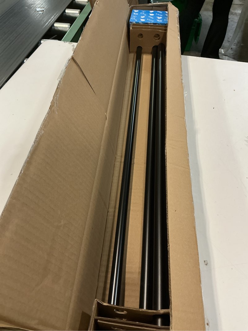 Condition photo showing Good Condition for KAMANINA 1 Inch Double Curtain Rods for Windows 72 to 144 Inches (6-12 Feet), Black Heavy Duty Double Curtain Rod, Telescoping Drapery Rod with Netted Texture Finials Black 72-144"
