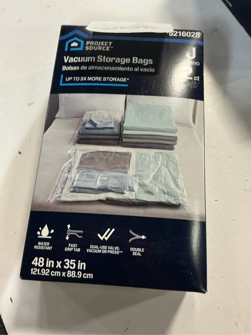 Condition photo showing As Is for project source jumbo shrink-pak 2-count x-large heavy duty clear vacuum seal storage bags (48-in h x 35-in w)
