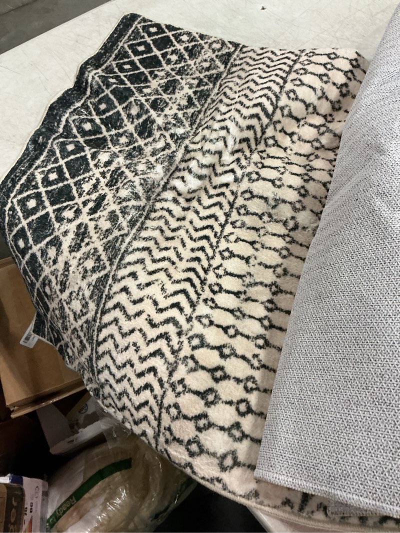 Condition photo showing Good Condition for black boho washable 2x6 kitchen runner rugs non skid washable 6ft | moroccan bathroom rug, soft non-slip vintage hallway runner rug farmhouse floor carpet runner for bedroom laundry living room 2' x 6' (runner) black