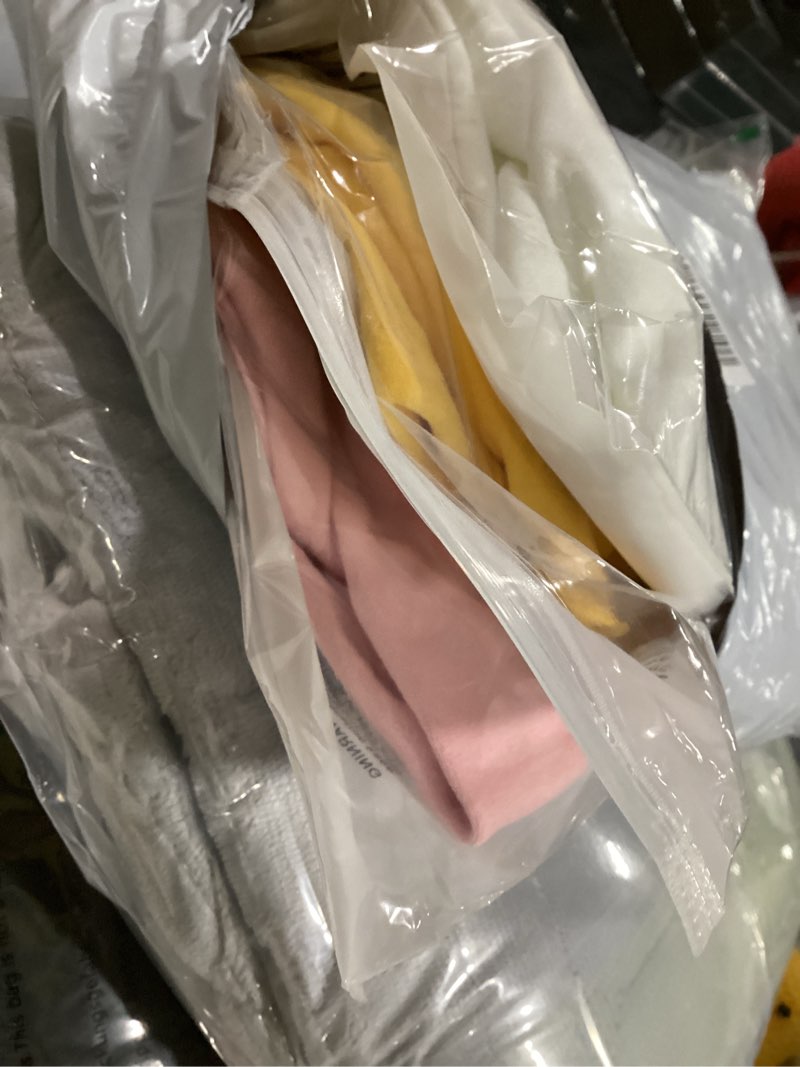 Condition photo showing Good Condition for (Bidding on 3) 3T-6T Toddler Girls Boys Long Sleeve Turtleneck Thermal Top, Unisex Fleece Lined Winter Undershirt Mock Neck X-Small Blush Pink yellow white