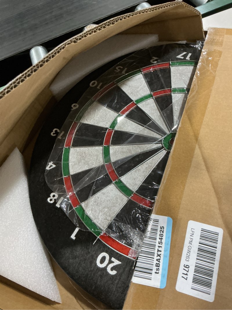 Condition photo showing As Is for franklin sports professional dartboard - 18" regulation size bristle dartboard - wire dartboard