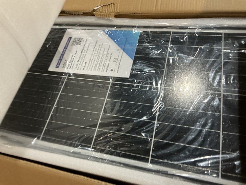 Condition photo showing New/Like New for JAYNLT Y-9800W Solar Street Lights Outdoor,6500K Commercial Parking Lot Lights Dusk to Dawn, Waterproof Solar Security Flood Lamps with Motion Sensor and Remote for Yard, Garage, Driveway Y-9800W 1Pack