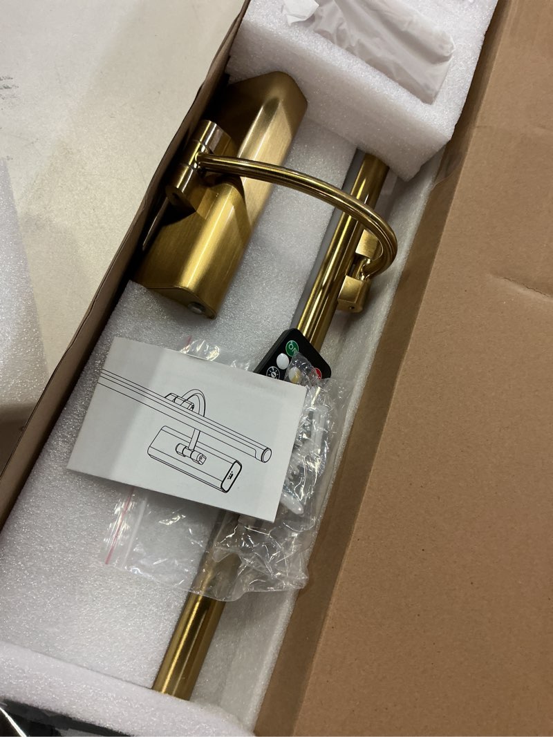 Condition photo showing Good Condition for 24" Picture Frame Light with 1pcs Extra 8000mAh Battery - Brass Cordless Rechargeable Wall Sconce with Remote for Office, Hallway & Large Art Brass 24IN 1Pack with 1 Replaceable Battery