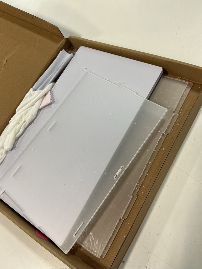 Condition photo showing As Is for clear acrylic display case, self-assembly acrylic box with white thick base and upward swing door, dustproof protection showcase organizer for collectibles doll toys models (25x25x40cm/10x10x16inch) 10 x 10 x 16 inches