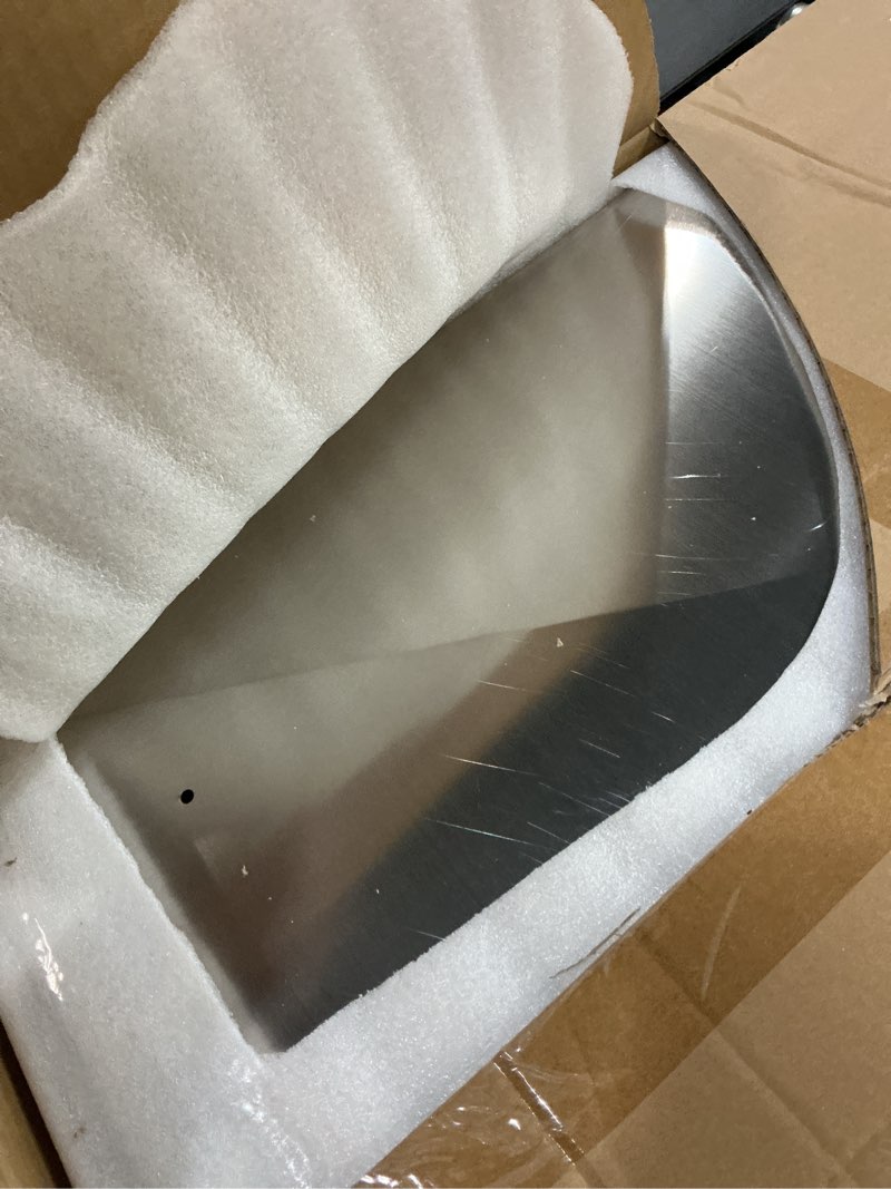 Condition photo showing Good Condition for chimney cap, 17" x 29" chimney cover, bottom installation method adjustable to fit outside existing clay flue tile dimensions 16.7" x 28.7" to 19.3" x 31.3", all stainless steel structure