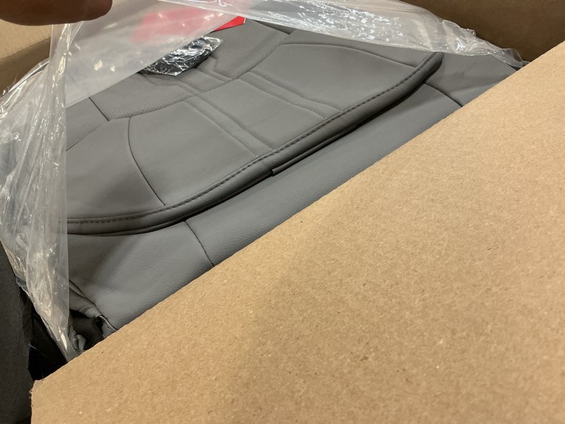 Condition photo showing New/Like New for aoog seat covers custom fit for dodge ram 1500/2500/3500 2002-2026 faux leather seat cover set compatible with crew, regular, quad, mega cab, car truck cushions (grey, curved rear, full set) grey full seat (curved rear)