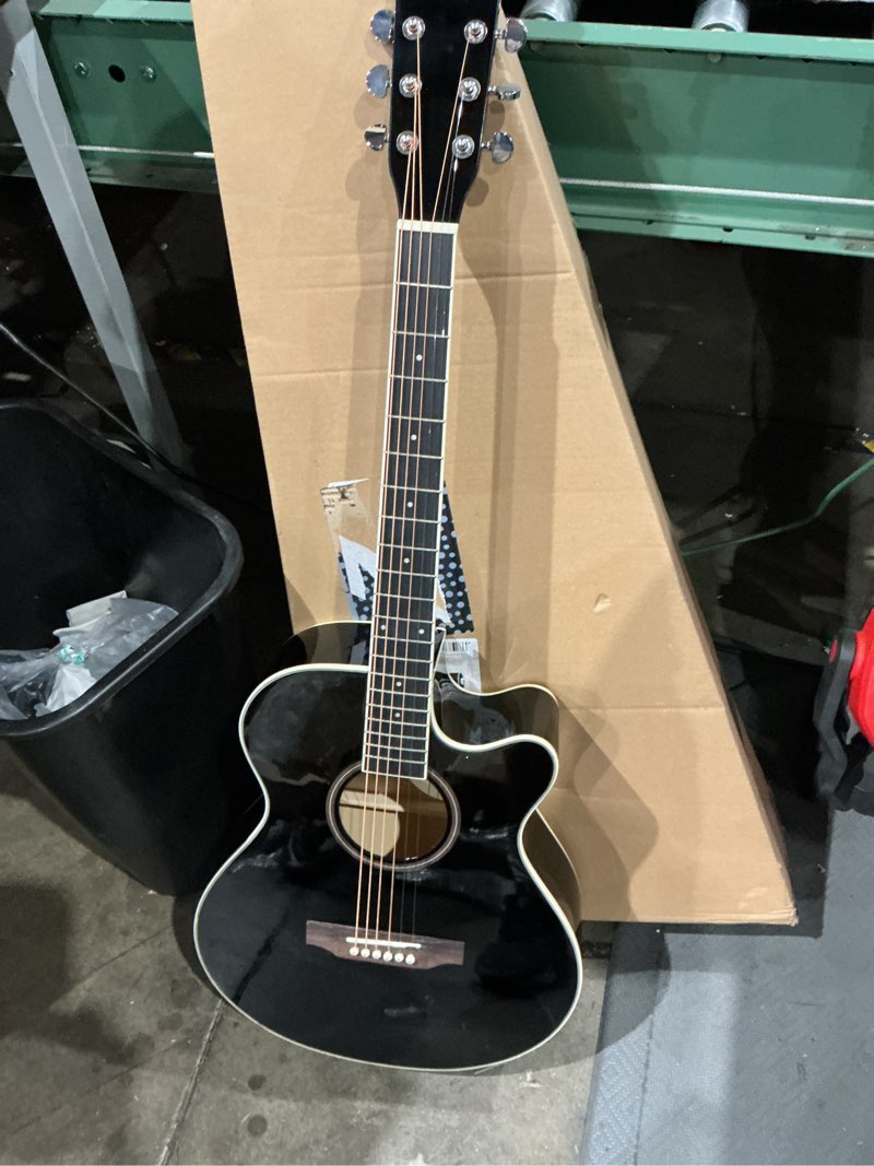 Condition photo showing Good Condition for 41" acoustic guitar for beginners adult full size cutaway guitarra acustica bundle with gig bag, tuner, strap, strings, picks,capo, black