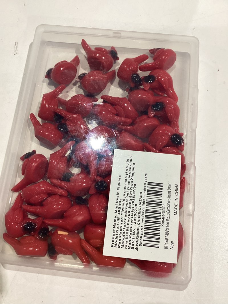 Condition photo showing Good Condition for 40 Pcs Mini Resin Cardinal Birds, Tiny Red Bird Animals Figurines Christmas Ornaments for Crafts Miniature Fairy Garden Micro Landscape Xmas Gifts Parties Christmas Decorations Home Decor